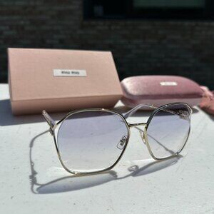 MIU MIU SMU - 52W Sunglasses - Gold Clear Gradient Violet